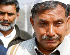 Rana Shokat Ali, a Pakistan national who lost his four children in the Samjhauta Express blasts last year, attends a special prayer in memory of the victims at the Mehrana graveyard near Panipat on Tuesday.