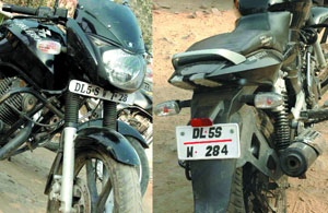 A bike with two registration numbers seized in the Capital on Wednesday. 