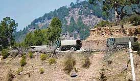 Army vehicles on the move to relocate the Naria-based 27 Mountain Division on Wednesday. 