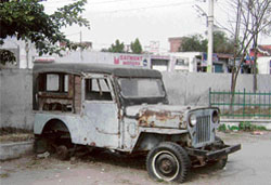 The condemned jeep lying at the district administrative complex in Sangrur