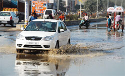 Waterlogging on Goniana road opposite film theatres in Bathinda
