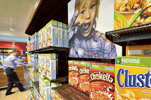 Nestle breakfast cereals are seen on in a company supermarket in Switzerland.