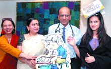 Dr. K.K. Aggarwal, president of Heart Care Foundation of India, (C) along with experts and model Shanaya Tuli (R) during a press conference to create awareness about the exam stress in the Capital on Thursday.