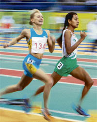 Sinimol Paulose (right) achieved a golden double by winning the 800m and 1,500m events