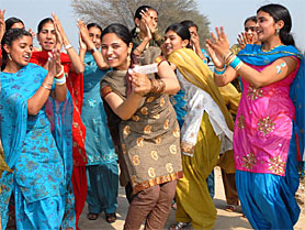 Outgoing students of Baba Farid Public Senior Secondary School enjoying the farewell party in Bathinda on Friday. 