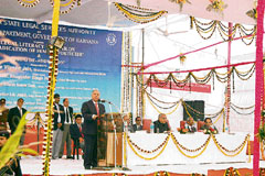 Chief Justice of the Punjab and Haryana High Court Vijender Jain addresses a seminar on Eradication of female foeticide and drug de-addiction at Fatehabad on Saturday.