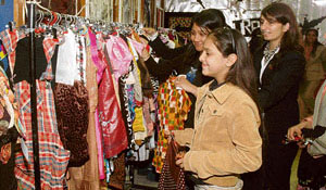 Students of INIFD show their creations at an exhibition in Ludhiana on Saturday.
