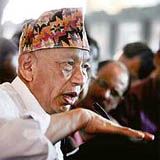 Gorkha National Liberation Front (GNLF) leader Subhas Ghising addresses a press conference in Kolkata on Saturday.