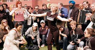 Folk artistes from Greece and Russia perform in Ludhiana on Sunday.