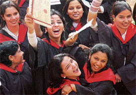 Young graduates of Govt. Home Science College, Chandigarh, at the 40th Annual Convocation on Monday.