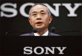 Sony Corp president Ryoji Chubachi speaks at a joint news conference with Sharp Corporation in Tokyo