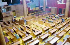 An inside view of the renovated Haryana Vidhan Sabha in Chandigarh
