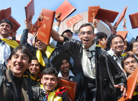 ON A HIGH: Jubilant NIT students after receiving degrees in Jalandhar.