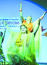 Students of Apeejay College perform during their annual prize distribution 