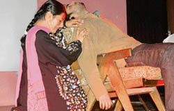 Artistes stage a play "Trishna" at Law Auditorium of Punjab University, Chandigarh