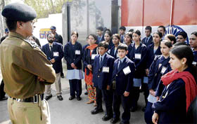 Children from the remotest areas of Kashmir interact with BSF officials deployed at Indo-Pak international border in Jammu. 