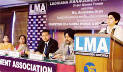 Anupama Arya, management expert, addresses LMA members in Ludhiana