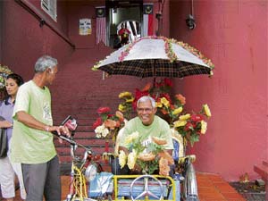 Touring the town in a trishaw