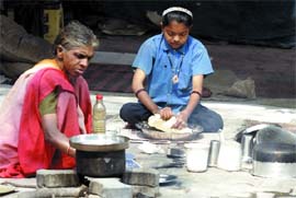 THE FIGHT FOR SURVIVAL: Union finance minister P Chidambaram has made more allocation in 2008-09 General Budget for women and child welfare. It is a moot point whether that will reach the people like these who live on pavements at Jantar Mantar in the Capital on Sunday.