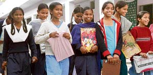 Class V students in a joyous mood after appearing for their final board exam. 