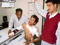 A member of the cricket team of Mamun village who was injured in firing at Pathankot on Sunday. 