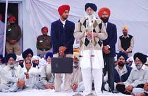 Punjab CM Parkash Singh Badal at the Bhog ceremony held at Maluka in Bathinda district on Sunday. 