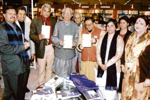 Nadira Raj Babbar (right) and Hisar-based Dr Shamim Sharma (second from right) at the release of her new compilation of Haryanavi jokes during the recently concluded book fair in Delhi.