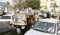 Traffic chaos at Phase VII, Mohali.