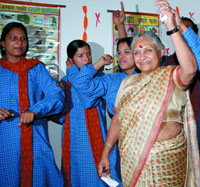 Chief Minister Sheila Dikshit launches the Livelihood Programme at Government. Co-Ed. Middle School, A-Block, Savda Ghevra Resettlement Colony,in the Capital on Monday.
