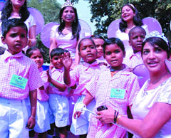 Underprivileged children have a happy day with G4S staff at the British High Commission in the Capital on Monday.