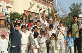 Budding cricketers raise toast to Men In Blues emphatic win over Aussies