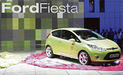 The new Ford Fiesta is displayed at the Geneva car show in Geneva