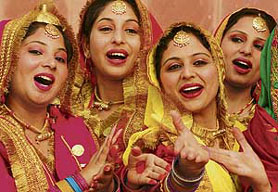 Participants in the folk dance category perform during the ongoing Jhankaar 2008 at PU in Chandigarh on Tuesday.