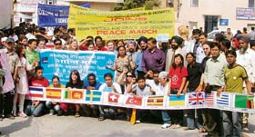 A peace march by medical students from across the globe gets a rousing reception at the DMCH in Ludhiana