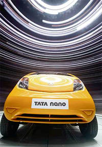 A Tata Nano car is displayed during the second media day of the 78th Geneva Car Show at the Palexpo in Geneva on Wednesday.