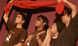 Students enact a play at Jhankaar-2008 in Chandigarh on Wednesday.