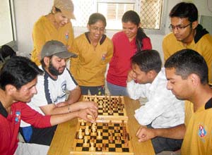 A chess tournament in progress during the annual sports meet of Baba Jaswant Singh Dental College, Hospital and Reaserch Institute in Ludhiana on Wednesday. 
