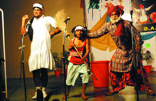 Students of DAV College present a skit during their annual function in Jalandhar.
