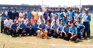 Members of the Punjab softball teams with office-bearers of the Punjab Softball Association.