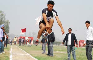 An event in progress at the athletics meet of the Malwa College in Bathinda 