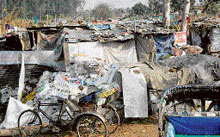 A view of the jhuggis in Colony No. 5.