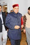Chief Minister Prem Kumar Dhumal on the way to presenting his maiden budget in the Himachal Assembly at Shimla