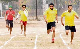 A race in progress during the annual sports meet of the Industrial Training Institute.