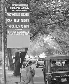 The new speed limit specifications ordered by the SAS Nagar district magistrate in Mohali