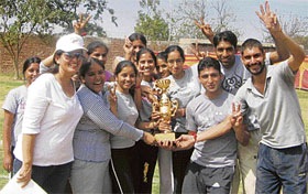 Students of International Institute of Fashion Technology during the annual sports day in Mohali on Sunday.