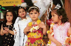 Tiny tots of Disney Land Nursery School participate in Mr and Miss Fresher competitions in Ludhiana on Saturday.