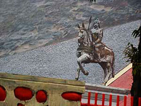 The statue of Maharana Pratap at Pong Dam in Kangra district.