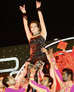 Bollywood film actor Udita performs at the second match of ICL at Tau Devi Lal Cricket Stadium, Panchkula,