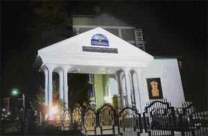 A view of illuminated Vidhan Sabha in Shimla.