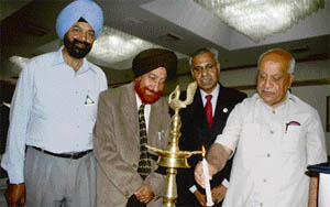 Health minister Mangat Ram Sharma inaugurates the 37th National Safety Week in Jammu on Tuesday.